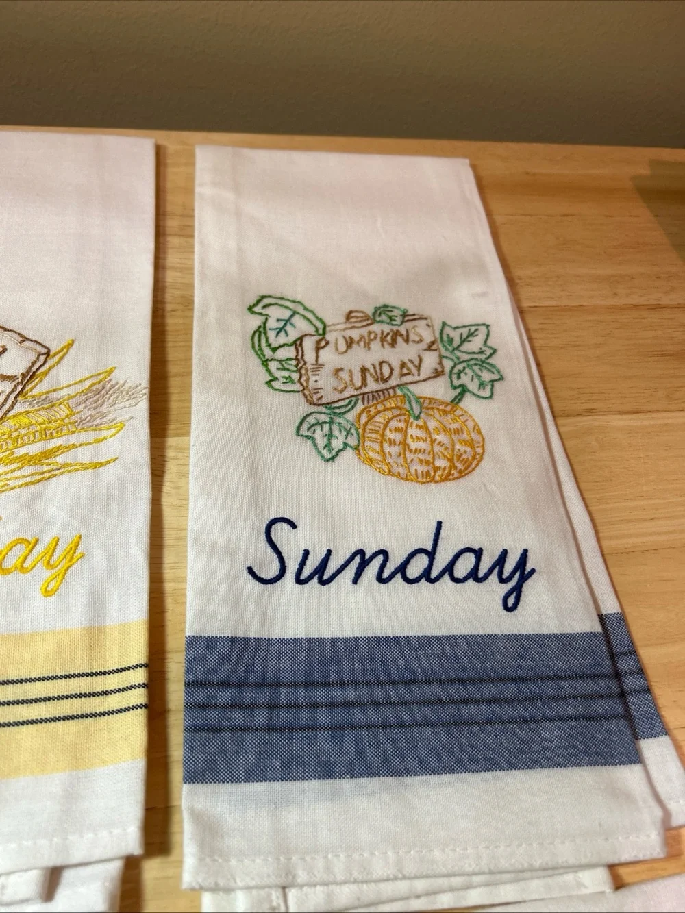 Martha Stewart Kitchen Dish Towels Days of the Week Embroidered Vegetable Granny